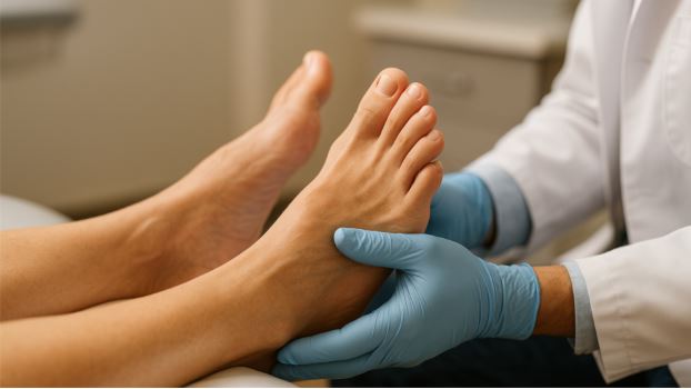 Examining foot